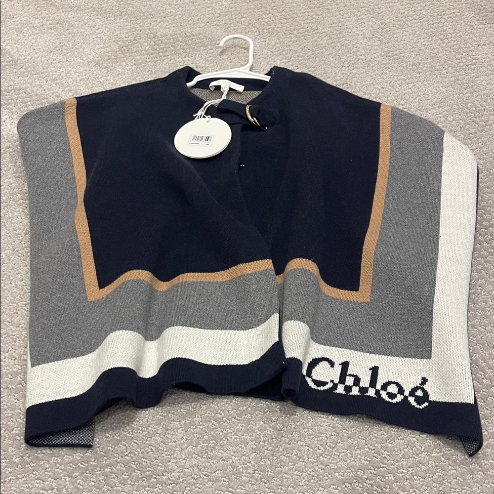 Chloe Navy, Gray, and Tan Kids Cape